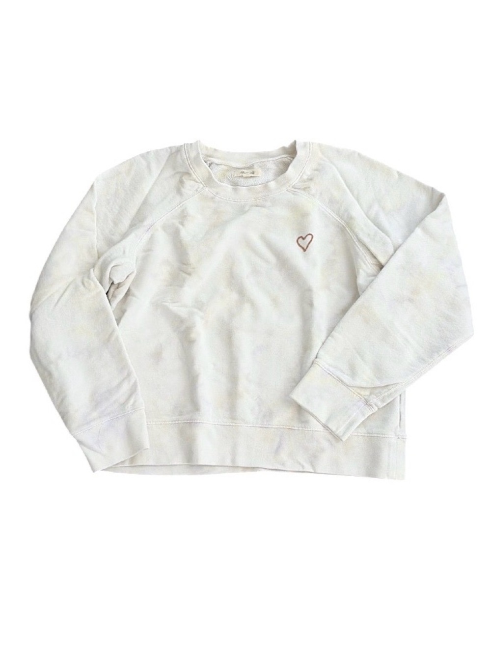 Madewell Cream Crewneck Sweatshirt with Tiny Heart Embroidery